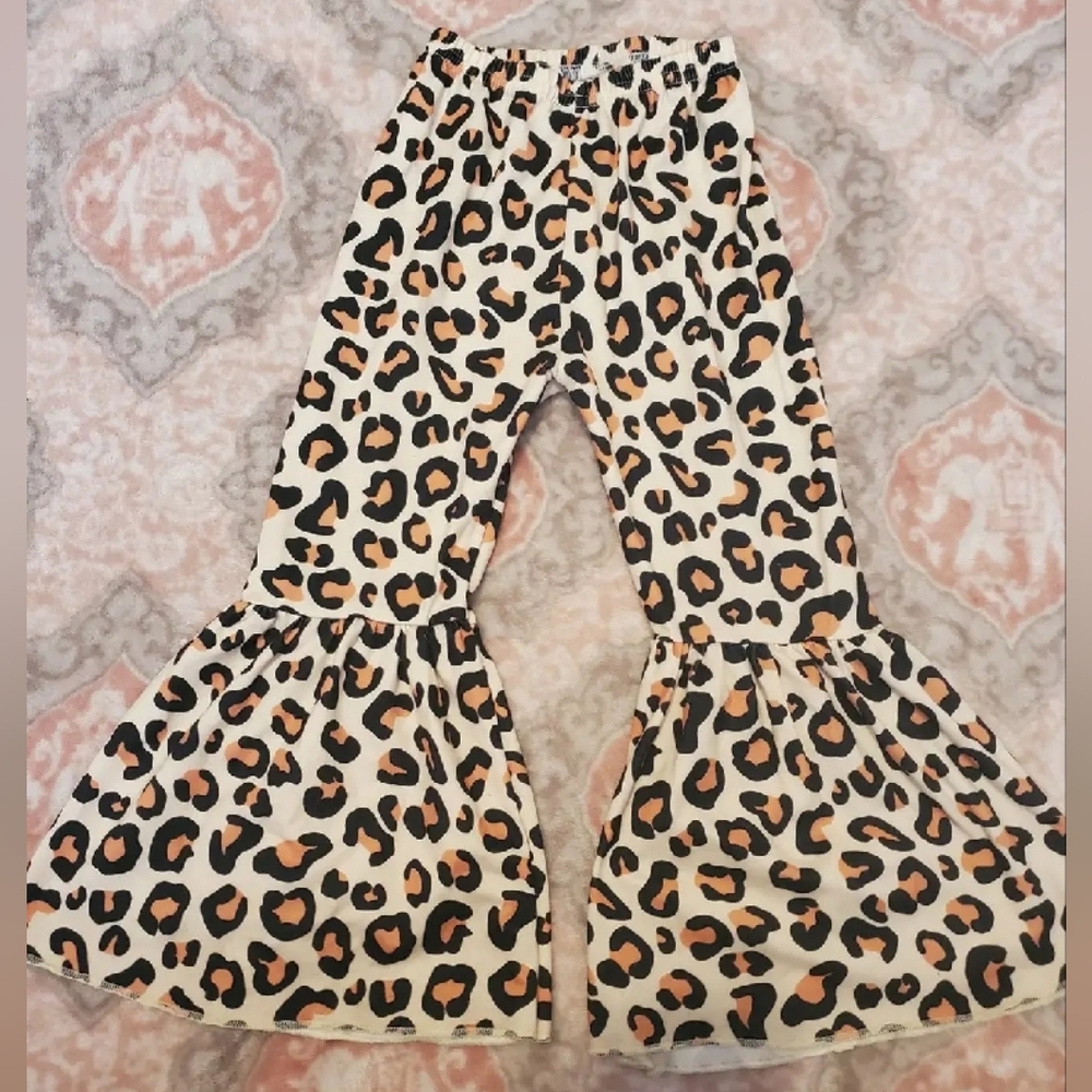 Leopard Print Kids Bell Bottom Pants
